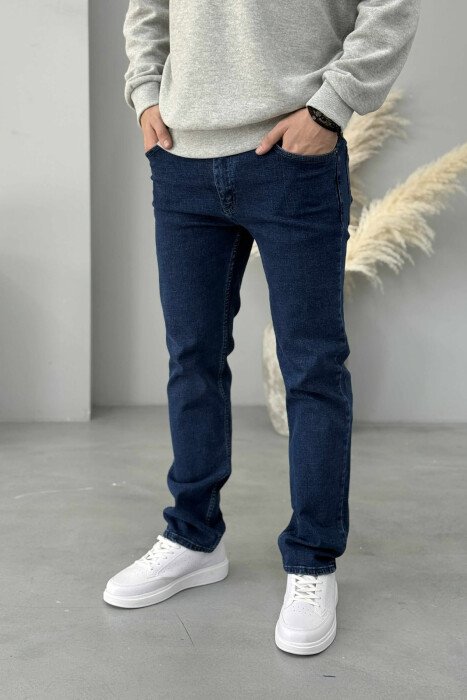 ONE COLOR STRETCHY MEN JEANS BLUE/BLU - KLAUDIO FASHION