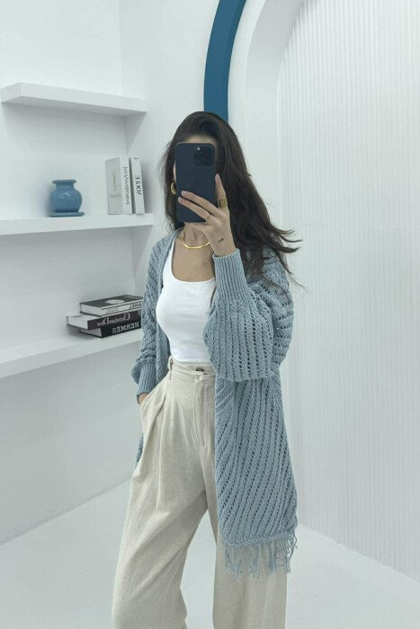 ONE COLOR STRIPE WOMAN CARDIGAN LIGHTBLUE/BZ - 2