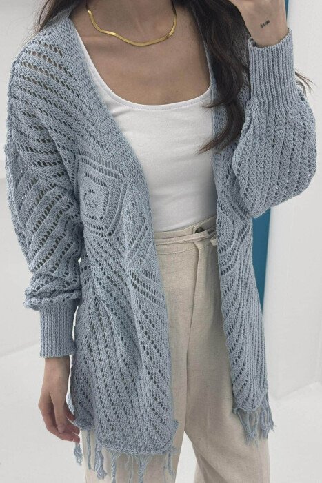 ONE COLOR STRIPE WOMAN CARDIGAN LIGHTBLUE/BZ - 3