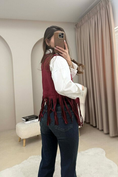 ONE COLOR SUEDE WOMEN VEST BURGUNDY/VISHNJE - 4
