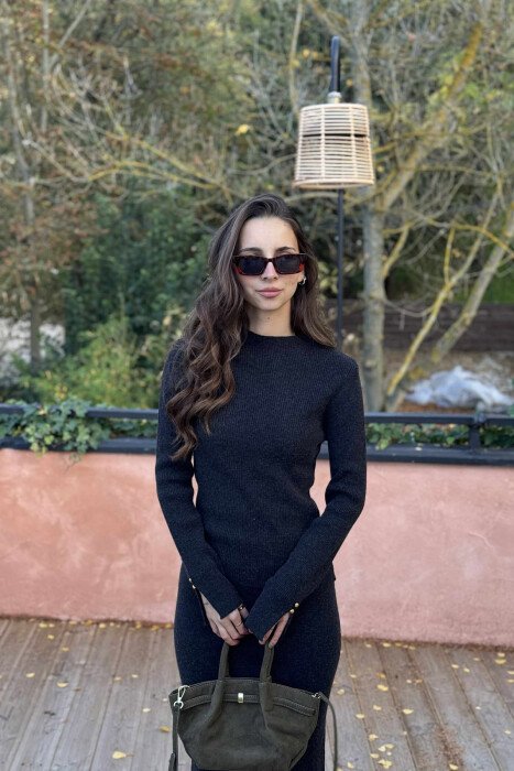 ONE COLOR SWEATER+SKIRT WOMEN SET DARK GREY/GEE - 2