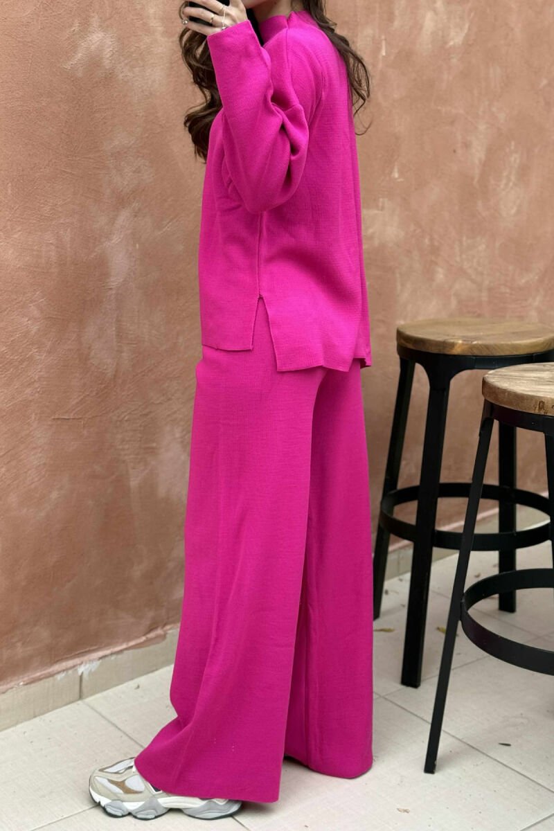 ONE COLOR SWEATER+TROUSERS KNIT WOMEN SET FUCHSIA/CIKLAMI - 5