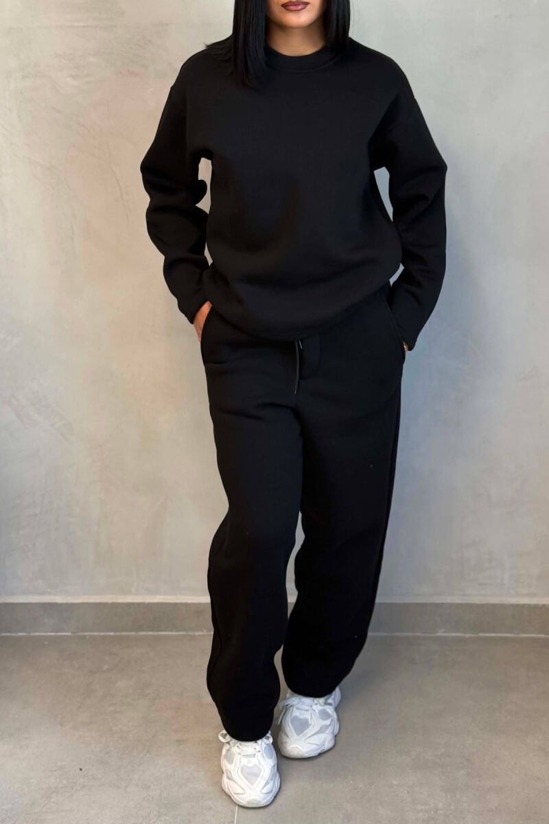 ONE COLOR SWEATSHIRT + SWEATPANTS WOMAN SET BLACK/ E ZEZE - 5