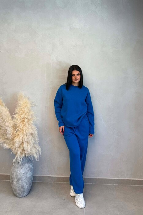 ONE COLOR SWEATSHIRT + SWEATPANTS WOMAN SET BLUE/BLU 
