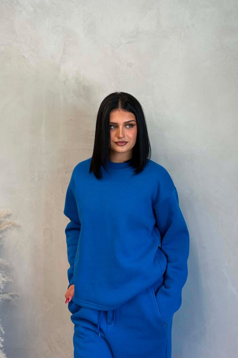 ONE COLOR SWEATSHIRT + SWEATPANTS WOMAN SET BLUE/BLU - 2