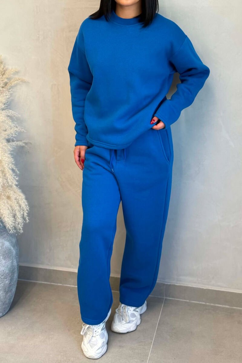 ONE COLOR SWEATSHIRT + SWEATPANTS WOMAN SET BLUE/BLU - 4