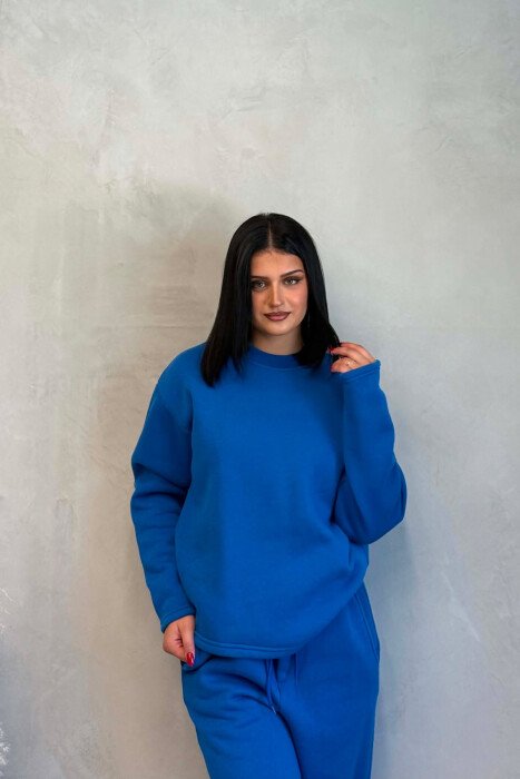 ONE COLOR SWEATSHIRT + SWEATPANTS WOMAN SET BLUE/BLU - 5