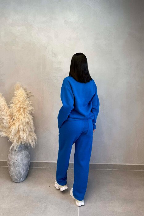 ONE COLOR SWEATSHIRT + SWEATPANTS WOMAN SET BLUE/BLU - 7