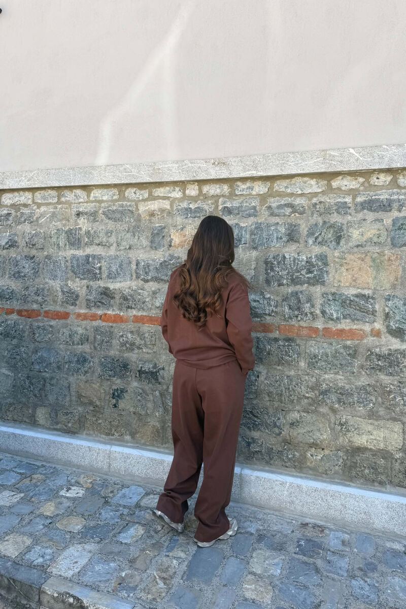 ONE COLOR SWEATSHIRT + SWEATPANTS WOMAN SET BROWN/KAFE - 4