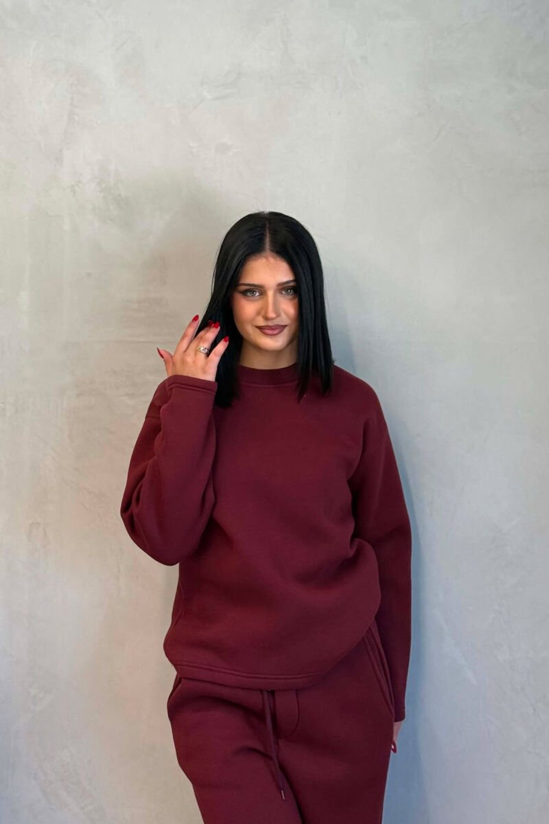 ONE COLOR SWEATSHIRT + SWEATPANTS WOMAN SET BURGUNDY/VISHNJE - 3