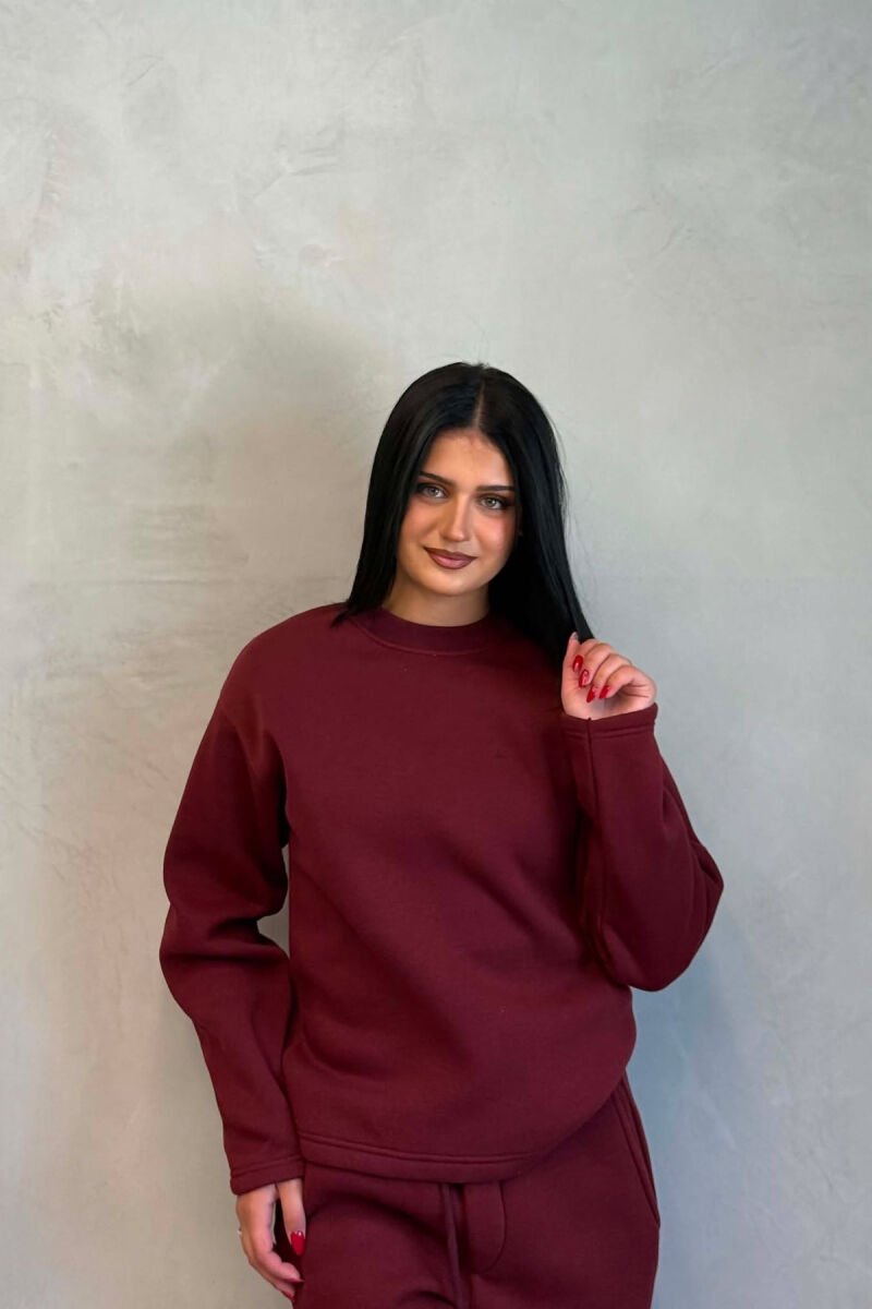 ONE COLOR SWEATSHIRT + SWEATPANTS WOMAN SET BURGUNDY/VISHNJE - 5