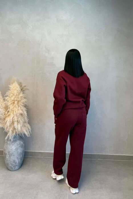 ONE COLOR SWEATSHIRT + SWEATPANTS WOMAN SET BURGUNDY/VISHNJE - 7