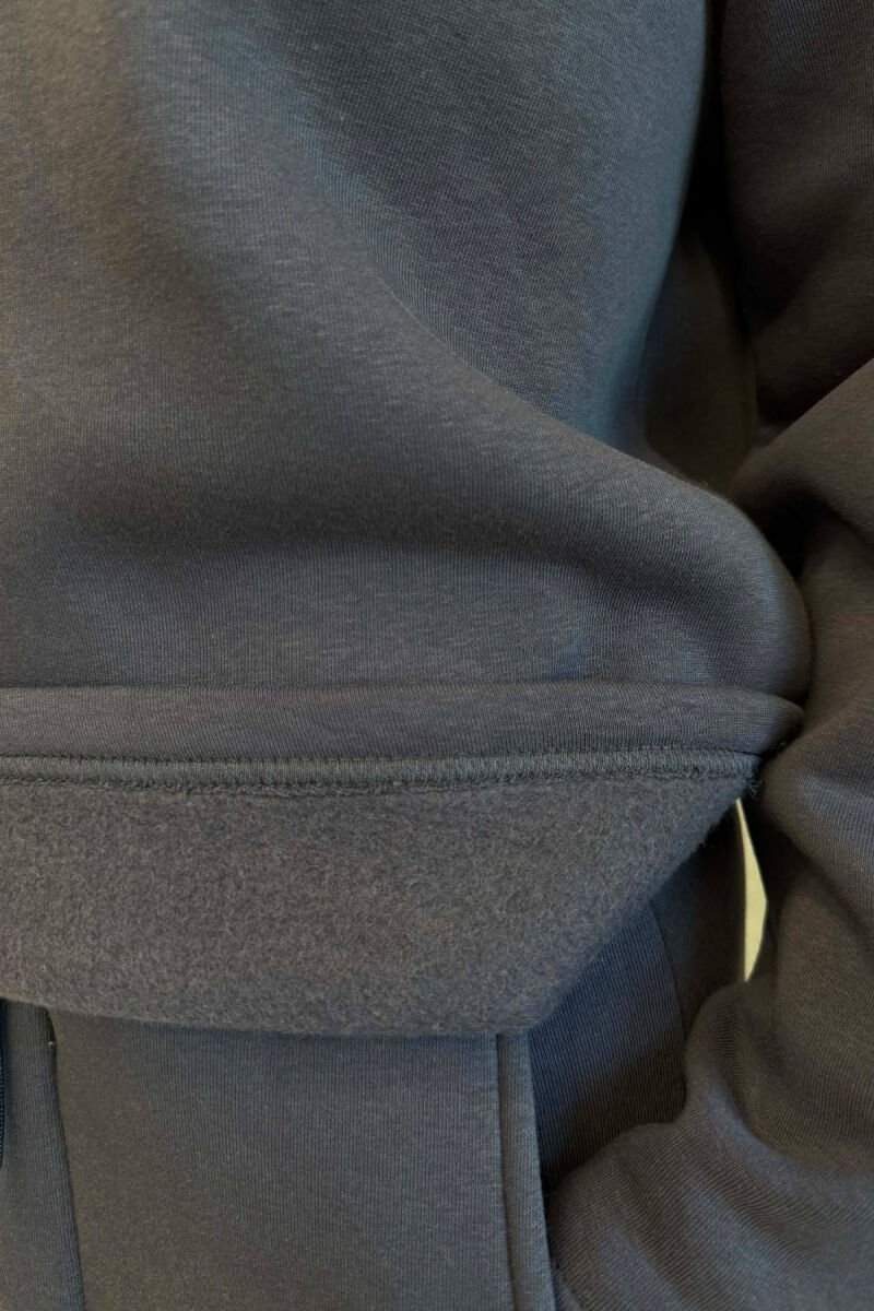 ONE COLOR SWEATSHIRT + SWEATPANTS WOMAN SET DARK BLUE/BEE - 4