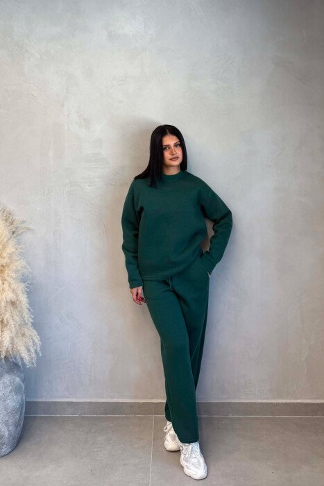 ONE COLOR SWEATSHIRT + SWEATPANTS WOMAN SET GREEN/JESHILE - 3