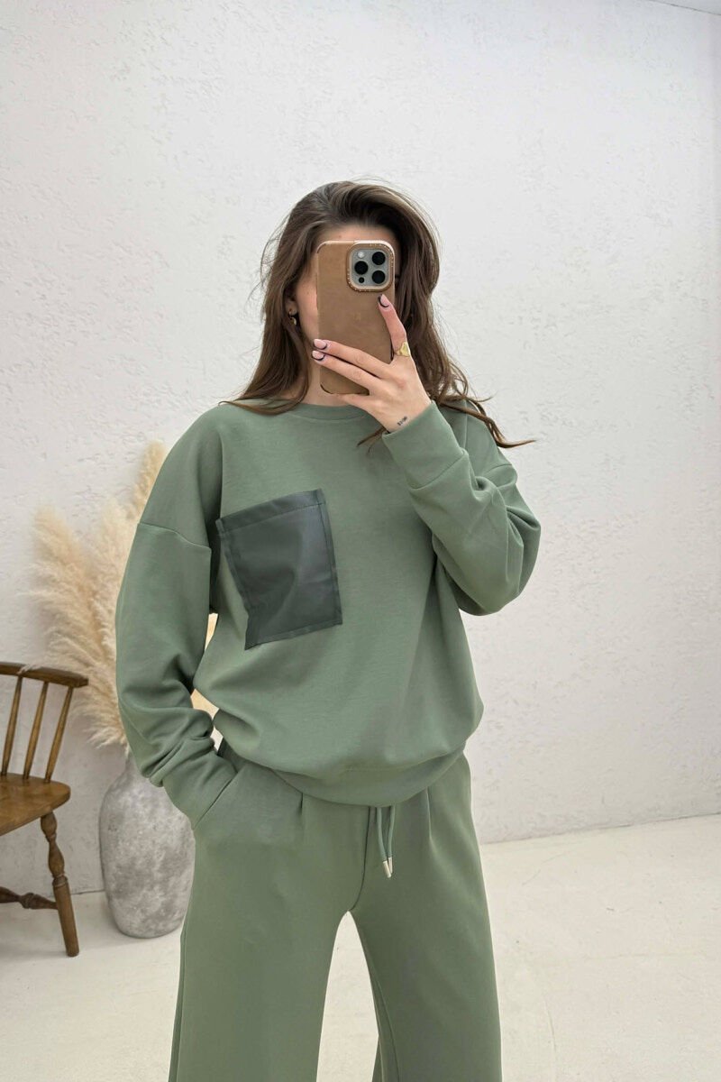ONE COLOR SWEATSHIRT + SWEATPANTS WOMAN SET GREEN/JESHILE - 3