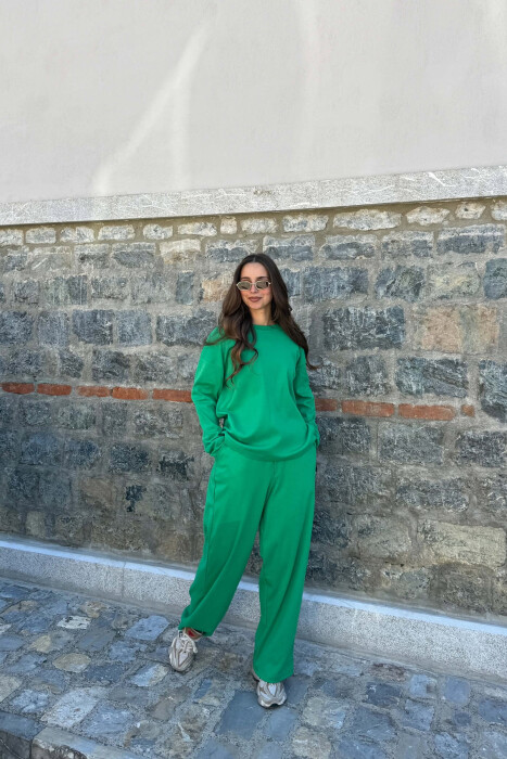 ONE COLOR SWEATSHIRT + SWEATPANTS WOMAN SET LIGHT GREEN/JEZB - 4