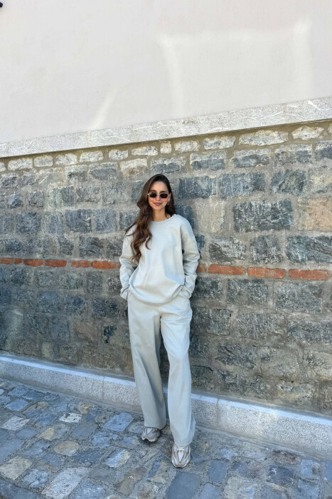 ONE COLOR SWEATSHIRT + SWEATPANTS WOMAN SET LIGHT GREY/GZ - 5