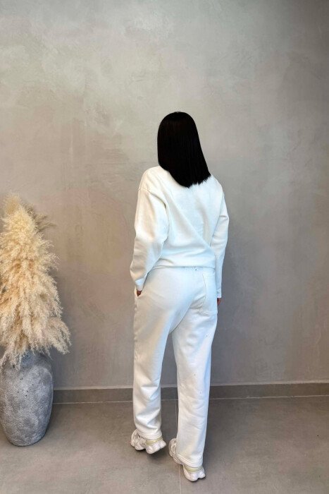 ONE COLOR SWEATSHIRT + SWEATPANTS WOMAN SET WHITE-E BARDHE - 3