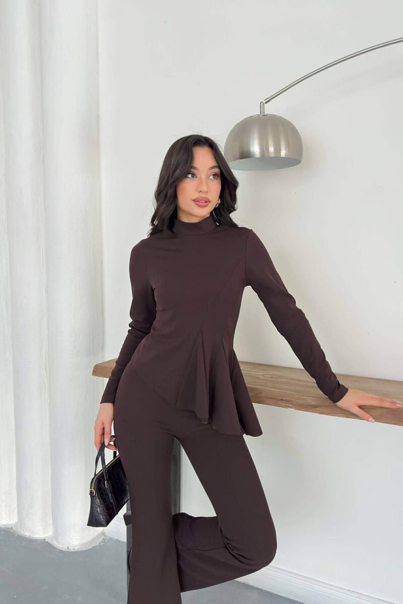 ONE COLOR SWEATSHIRT + TROUSERS WOMAN SET BROWN/KAFE - 2