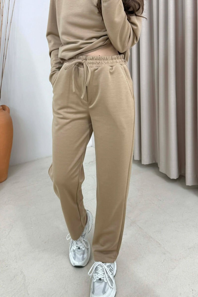 ONE COLOR SWEATSHIRT+ TROUSERS WOMEN SET BEIGE/BEZHE - 3