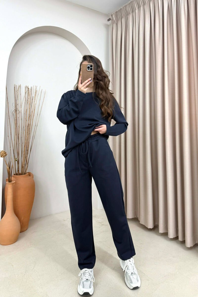 ONE COLOR SWEATSHIRT+ TROUSERS WOMEN SET BLUE/BLU - 1