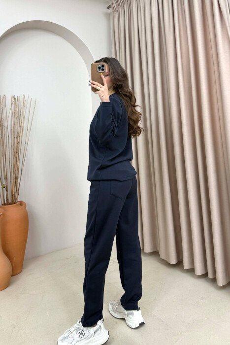 ONE COLOR SWEATSHIRT+ TROUSERS WOMEN SET BLUE/BLU - 4