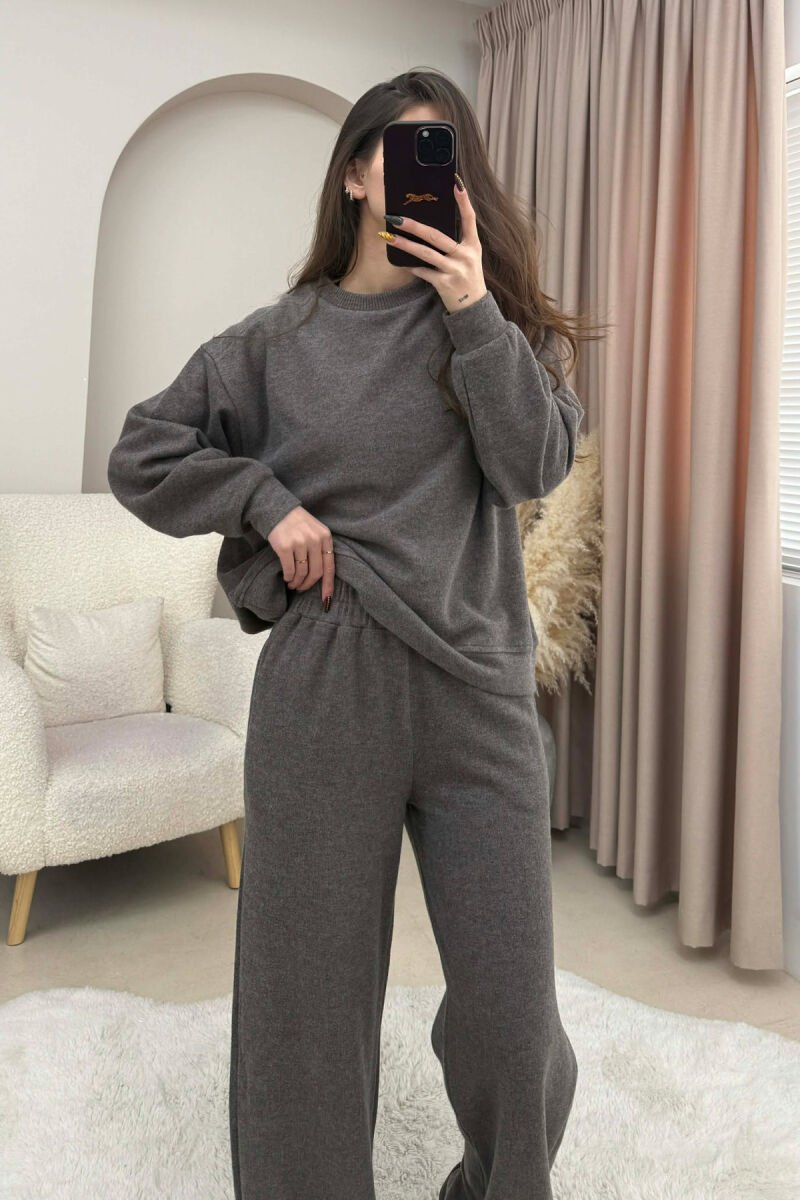 ONE COLOR SWEATSHIRT+ TROUSERS WOMEN SET BROWN/KAFE - 2