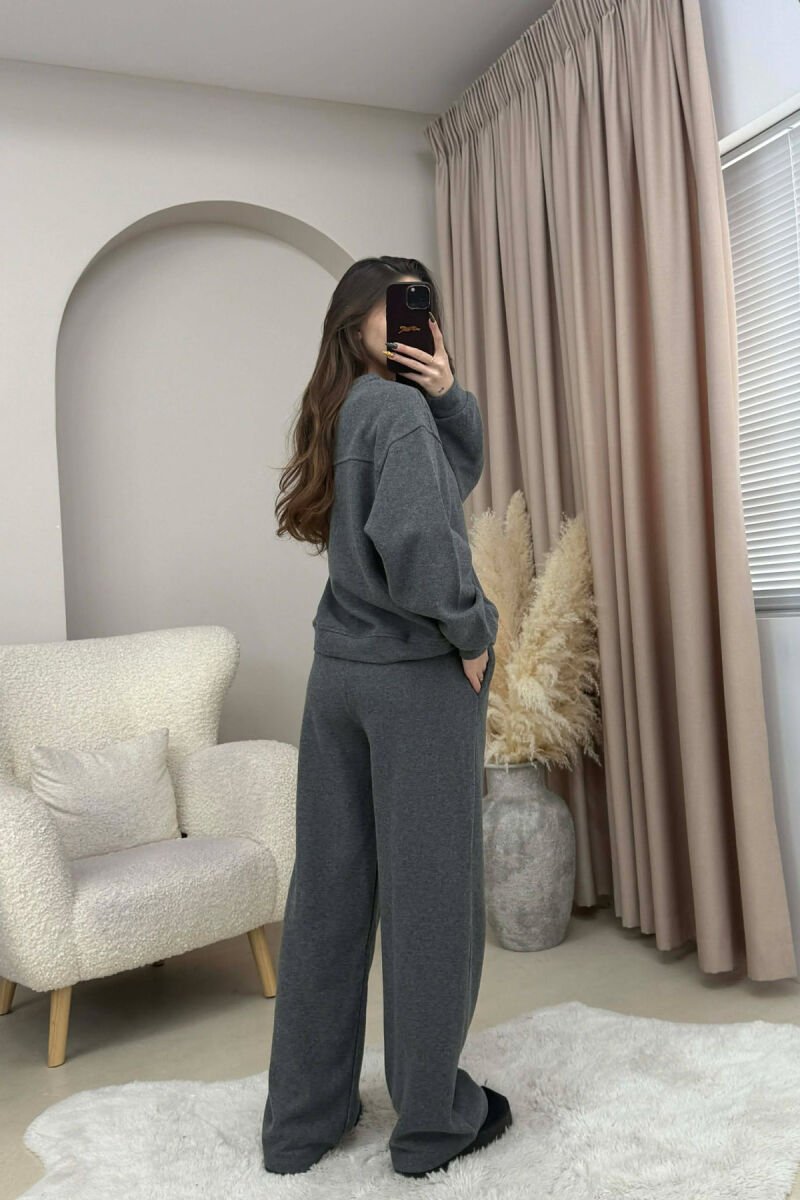 ONE COLOR SWEATSHIRT+ TROUSERS WOMEN SET DARK GREY/GEE - 2