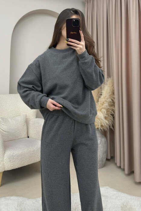 ONE COLOR SWEATSHIRT+ TROUSERS WOMEN SET DARK GREY/GEE - 3