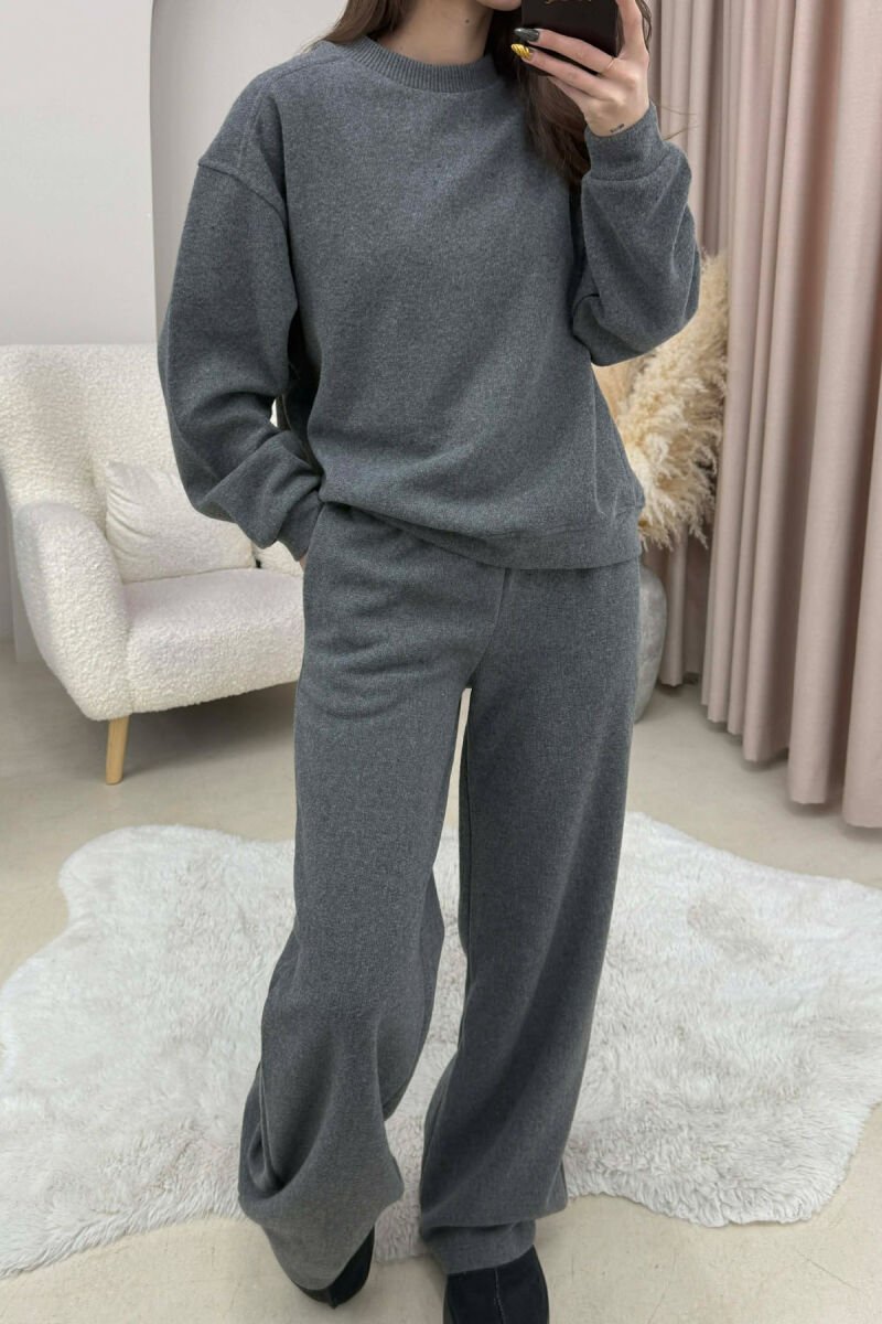 ONE COLOR SWEATSHIRT+ TROUSERS WOMEN SET DARK GREY/GEE - 4
