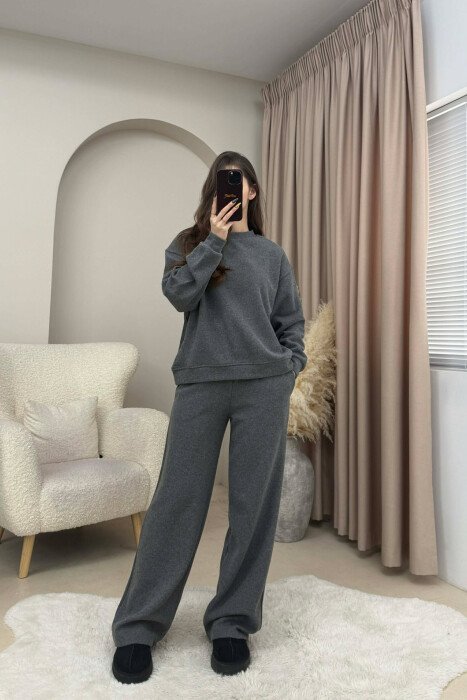 ONE COLOR SWEATSHIRT+ TROUSERS WOMEN SET DARK GREY/GEE - 5