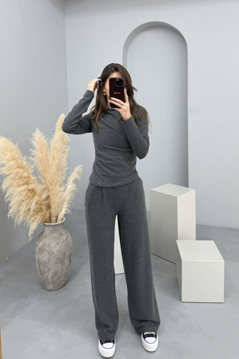 ONE COLOR SWEATSHIRT+ TROUSERS WOMEN SET DARK GREY/GEE - 1