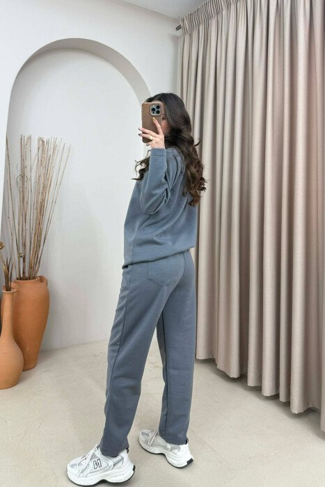 ONE COLOR SWEATSHIRT+ TROUSERS WOMEN SET GREY/GRI - 2