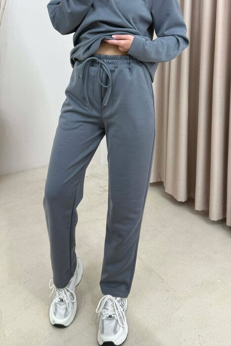 ONE COLOR SWEATSHIRT+ TROUSERS WOMEN SET GREY/GRI - 3