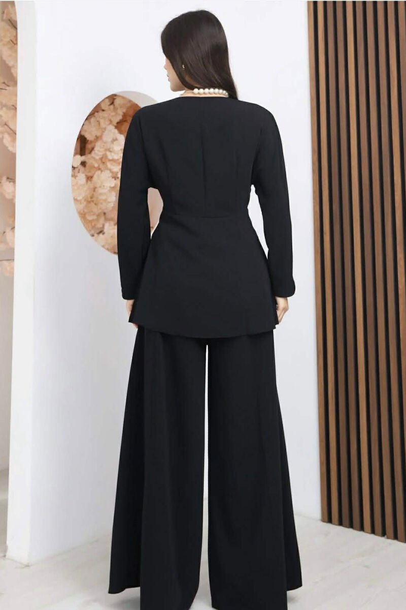 ONE COLOR SHIRT + WIDE LEG TROUSERS WOMAN SET BLACK/ E ZEZE - 4