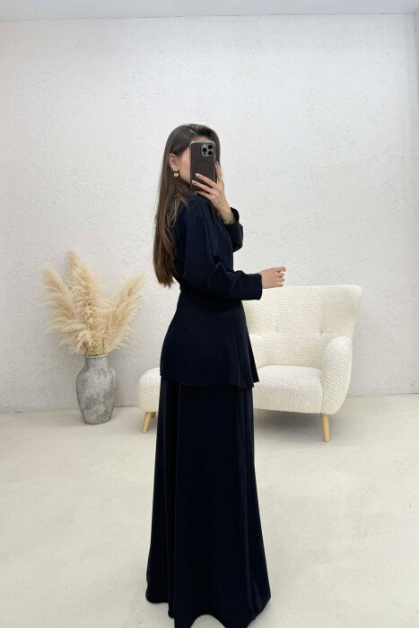 ONE COLOR SHIRT + WIDE LEG TROUSERS WOMAN SET BLUE/BLU - 5