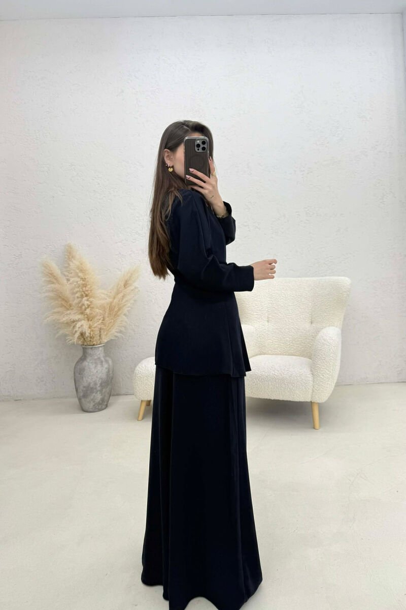 ONE COLOR SHIRT + WIDE LEG TROUSERS WOMAN SET BLUE/BLU - 5