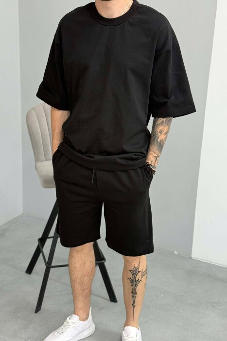 ONE COLOR T-SHIRT + SHORTS MEN SET BLACK/ E ZEZE - 2