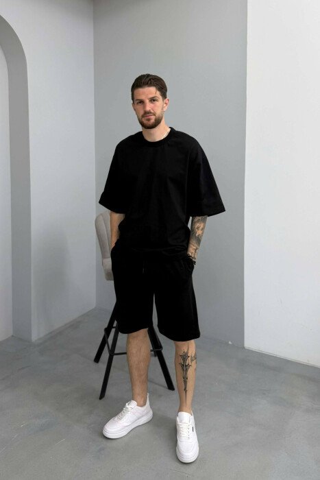 ONE COLOR T-SHIRT + SHORTS MEN SET BLACK/ E ZEZE 