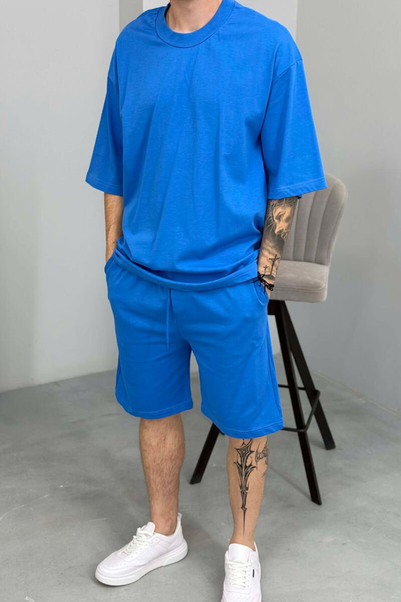ONE COLOR T-SHIRT + SHORTS MEN SET BLUE/BLU - 2