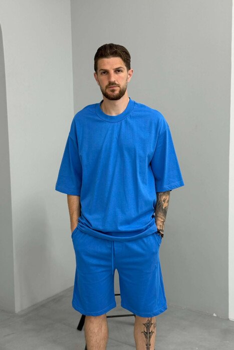 ONE COLOR T-SHIRT + SHORTS MEN SET BLUE/BLU - 3