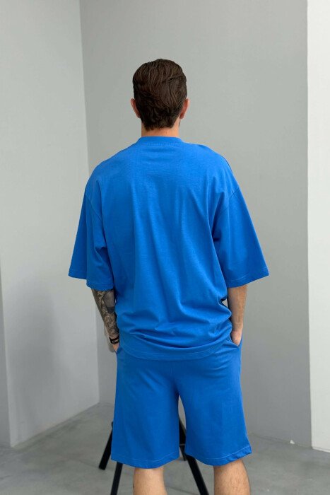 ONE COLOR T-SHIRT + SHORTS MEN SET BLUE/BLU - 4