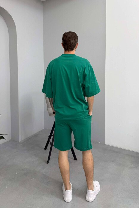ONE COLOR T-SHIRT + SHORTS MEN SET LIGHT GREEN/JEZB - 4