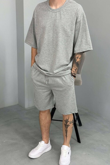 ONE COLOR T-SHIRT + SHORTS MEN SET LIGHT GREY/GZ - 2