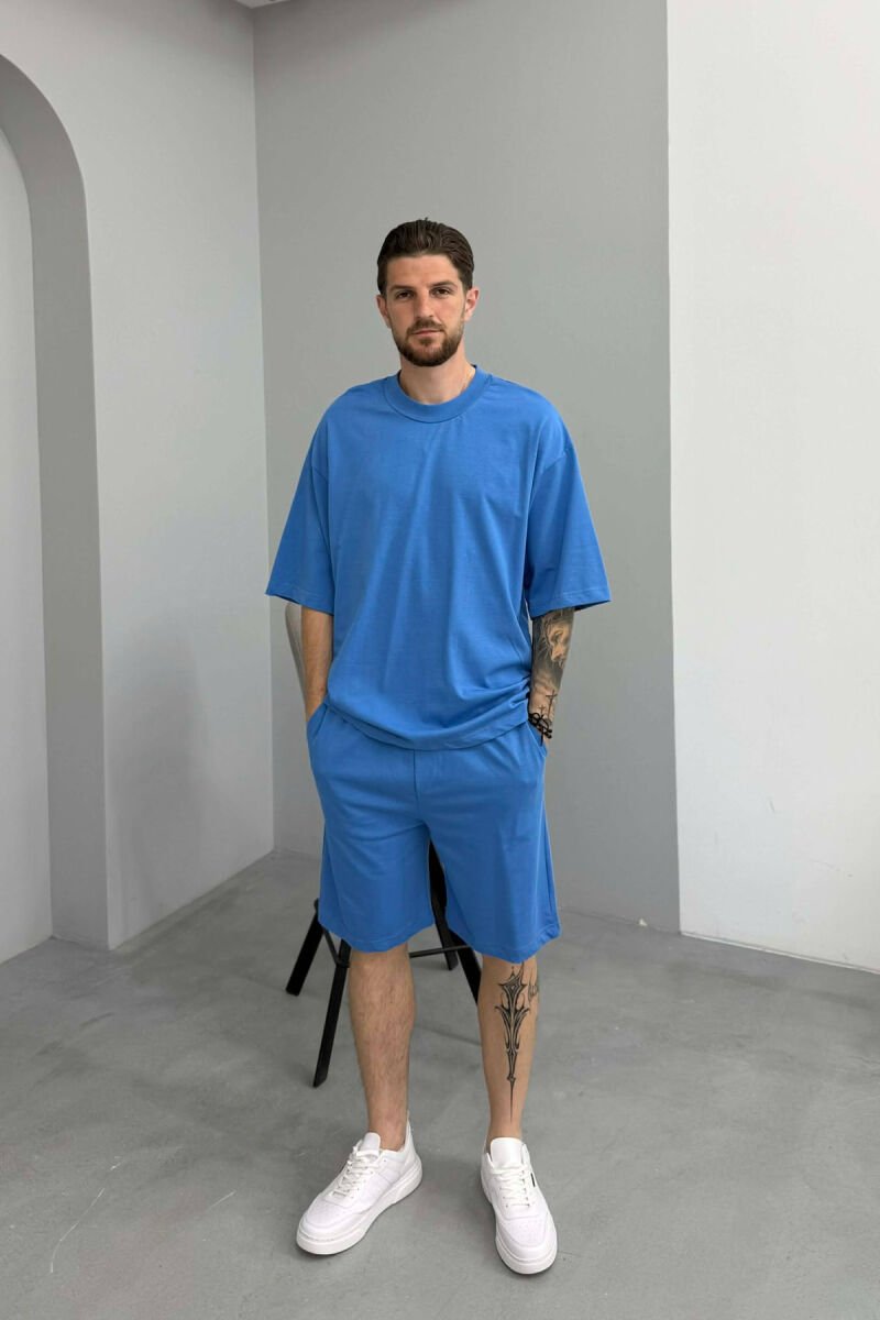 ONE COLOR T-SHIRT + SHORTS MEN SET LIGHTBLUE/BZ - 1