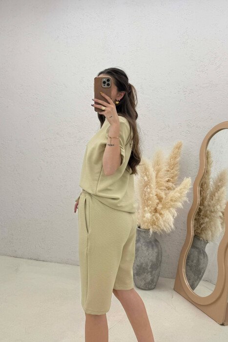 ONE COLOR T-SHIRT + SHORTS WOMAN SET BEIGE/BEZHE - 4