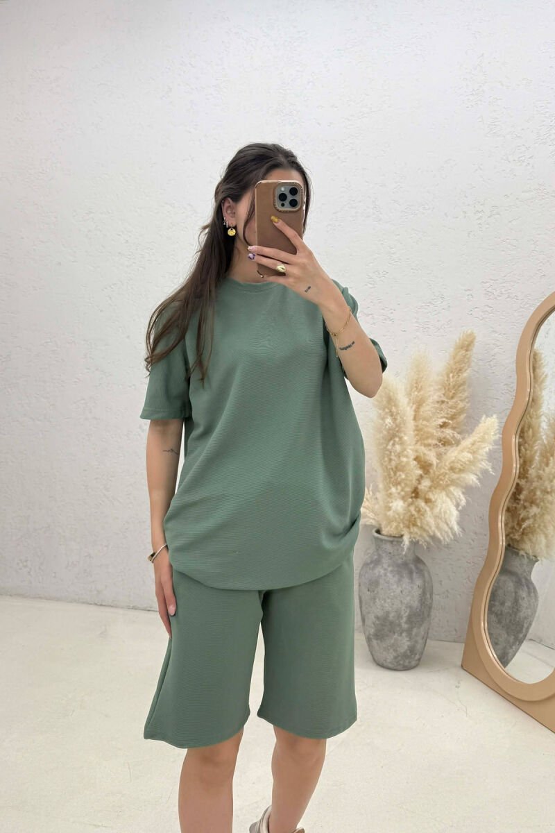 ONE COLOR T-SHIRT + SHORTS WOMAN SET GREEN/JESHILE - 2