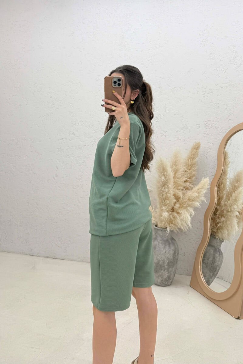 ONE COLOR T-SHIRT + SHORTS WOMAN SET GREEN/JESHILE - 3
