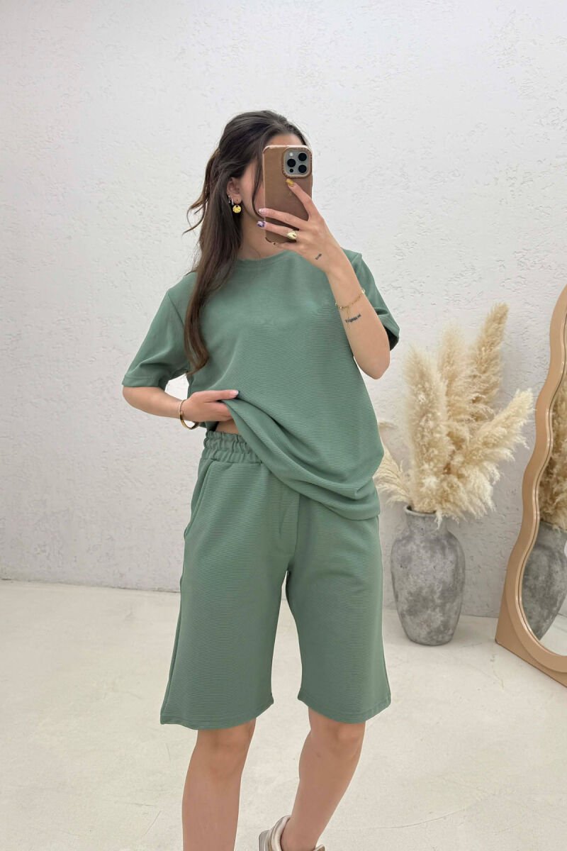 ONE COLOR T-SHIRT + SHORTS WOMAN SET GREEN/JESHILE - 4