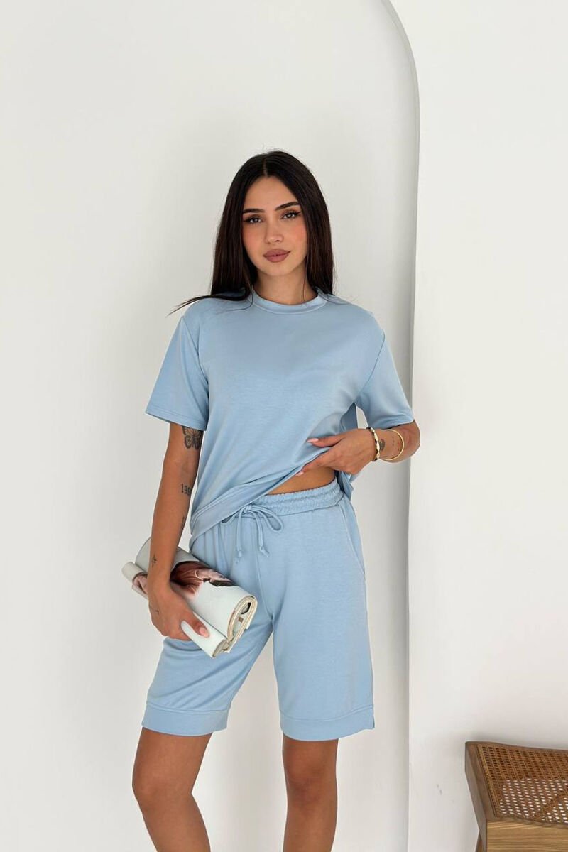 ONE COLOR T-SHIRT + SHORTS WOMAN SET LIGHTBLUE/BZ - 2